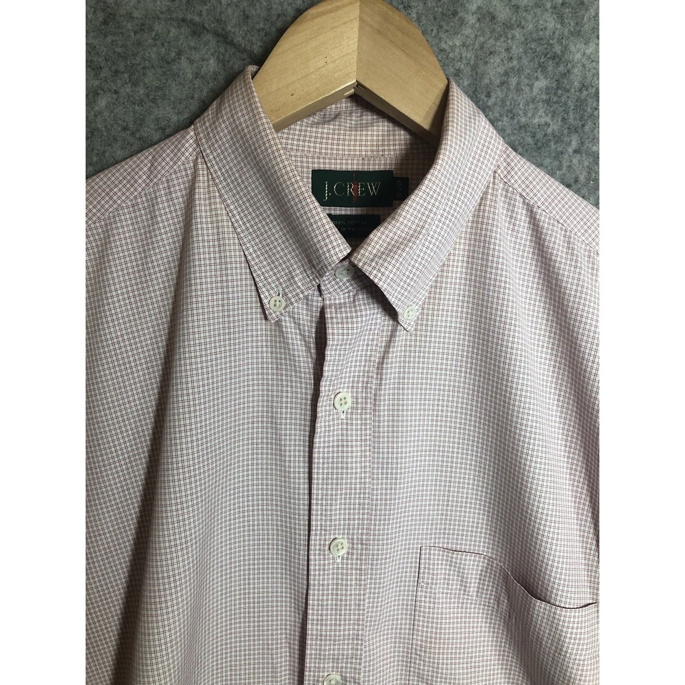 Vintage J. Crew Shirt Mens 15.5 Pink Check Career Business Classic Oarsman